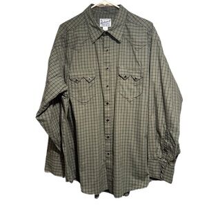 Vintage Rockmount Ranch Wear  Western Black Snap Green and Black Button Up